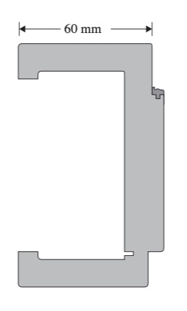 Metal profile with dimensions labeled on a white background