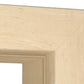 Close-up of a light natural wood frame corner showing the grain and finish against a white background.