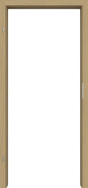Wooden door with a clear glass panel on a white background