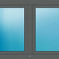A double-pane window frame in dark gray, featuring two vertical glass panes with a blue-to-light-blue gradient.