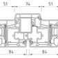 Technical cross-section dimension diagram of a window or door frame profile, showing measurements labeled 51, 74, 51, and 84.