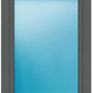 A dark gray wood-look window frame with a blue-tinted glass pane, shown against a plain white background.