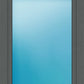 A dark gray textured frame with a large blue gradient center panel, resembling a stylized window or digital frame design.