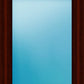 A rectangular picture frame with a dark reddish-brown wood grain finish, showcasing a light blue gradient insert or glass pane.
