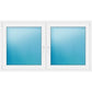 A white double-hung window with two glass panes, shown against a plain white background.