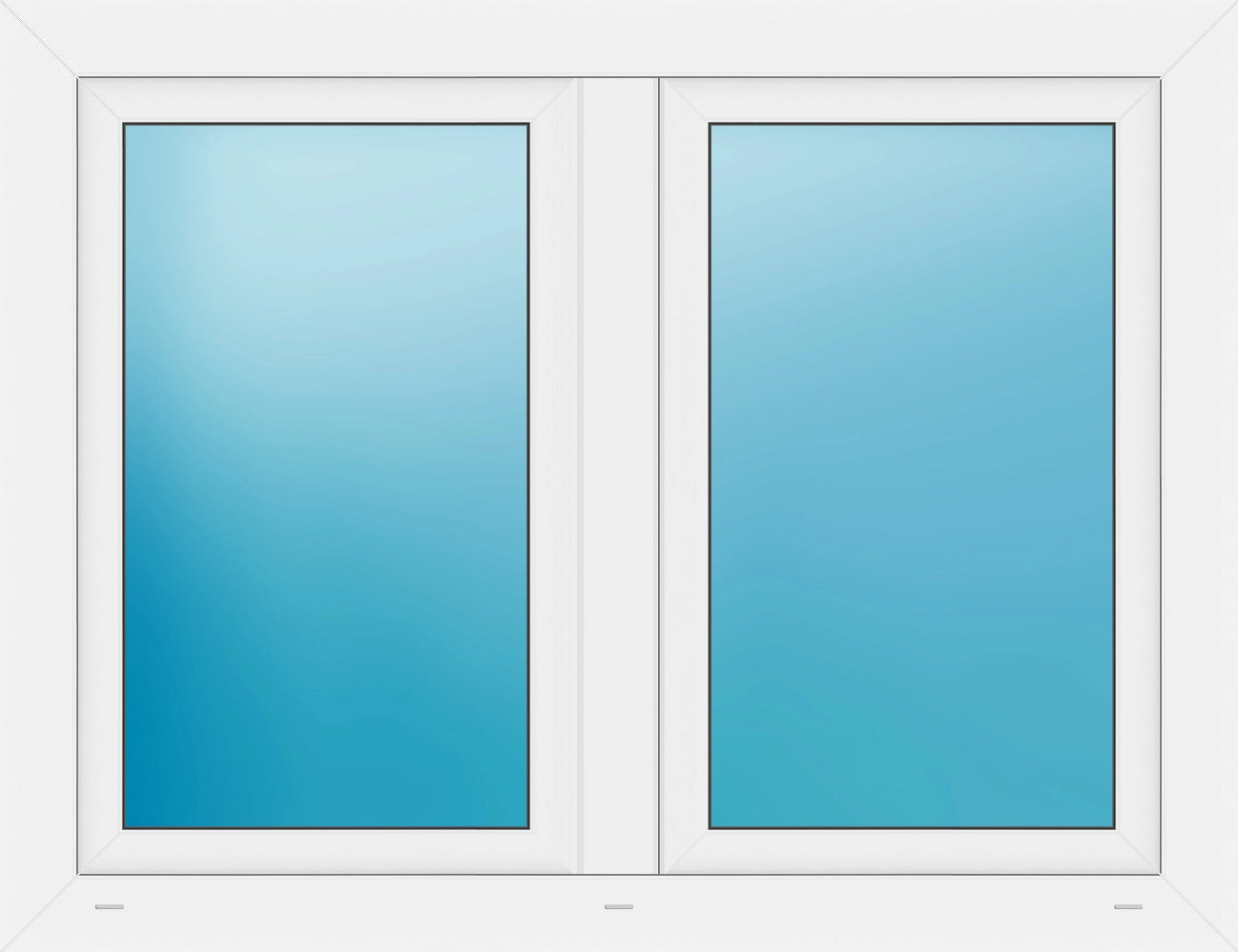 A white double-hung window with two vertical panels and blue-tinted glass panes, shown against a plain white background.