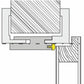Technical cross-section diagram showing a window or door frame profile with a small yellow seal or gasket component, on a white background.