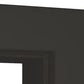 Close-up of a dark charcoal gray or black frame corner with a white opening visible inside, likely part of a door or window frame.