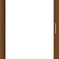 A brown wooden interior door frame with a white center panel, showing a slim vertical handle on the right side.