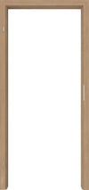 A light oak wood interior door frame with a recessed center, shown against a solid white background.