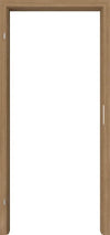 A light brown wood door frame with a white interior opening, shown against a plain white background.