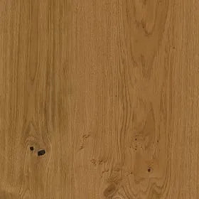 A close-up of a warm medium-brown wood grain surface with visible natural knots and texture.