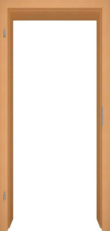 A light brown wooden door frame with a white interior opening, shown against a white background.