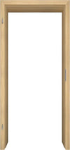 A light natural wood interior door frame with a white center opening, shown against a plain white background.