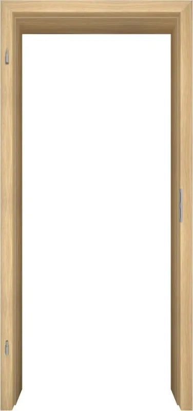A light natural wood interior door frame with a white center opening, shown against a plain white background.