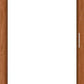 A tall, narrow brown wooden door frame or panel shown against a plain white background, with small silver hinge and handle details visible.