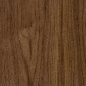 A close-up of a brown wood grain texture with vertical lines and a small knot detail.