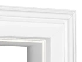 Close-up of a white frame with a clear background
