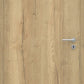 Wooden door with a metallic handle and lock