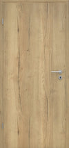 Wooden door with a metallic handle and lock
