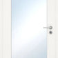 White door with a glass panel on a white background