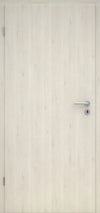 Light wooden door with a silver handle on a white background